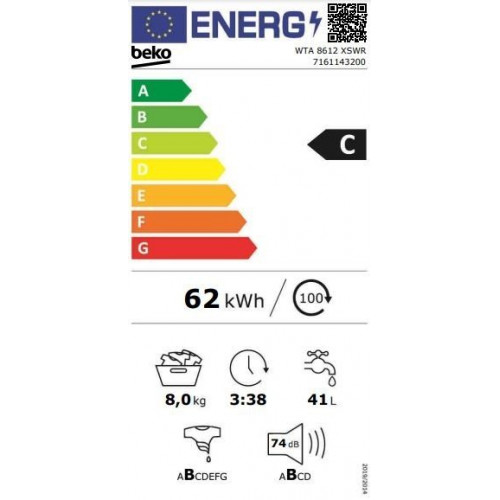 BEKO WTA 8612 XSWR Blanco - Lavadora Carga Frontal 8KG 1200RPM