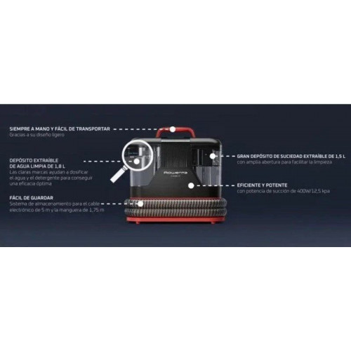ROWENTA IN5012F0 Negro-Rojo - Aspirador con Cable Tapicerías 400W
