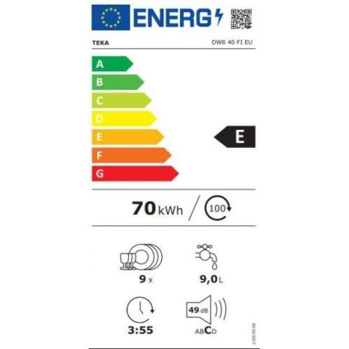 TEKA DW8 40 FI INTEGRABLE - Lavavajillas 45CM 9 Servicios
