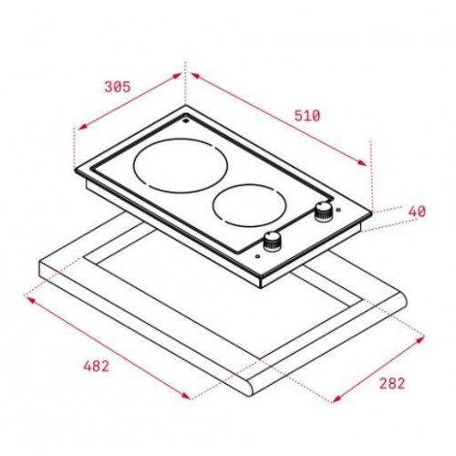 TEKA EFX 30.1 2H CRITAL NEGRO - Vitrocerámica Modular 30CM