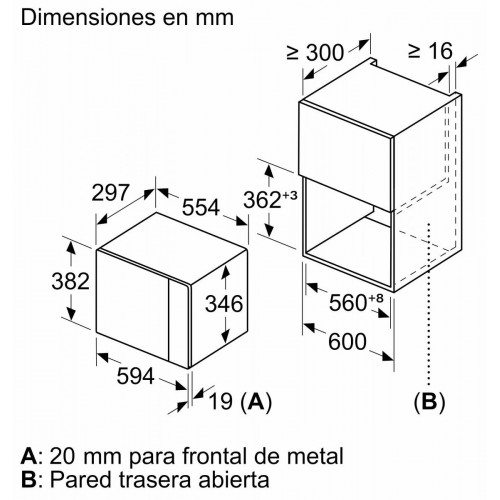 BALAY 3CP5002N3 Cristal Negro - Microondas 800W 20L