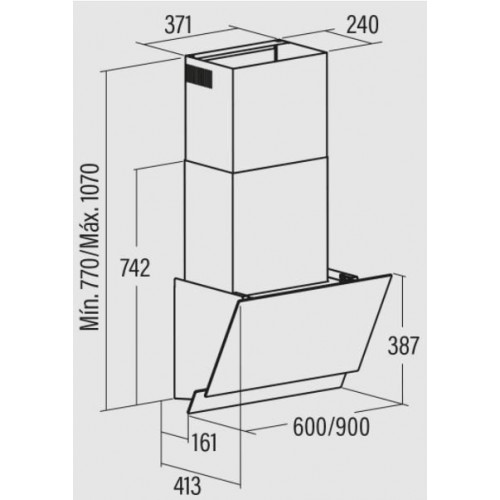 CATA POLAR 900 GBK Negro  - Campana Decorativa 90CM