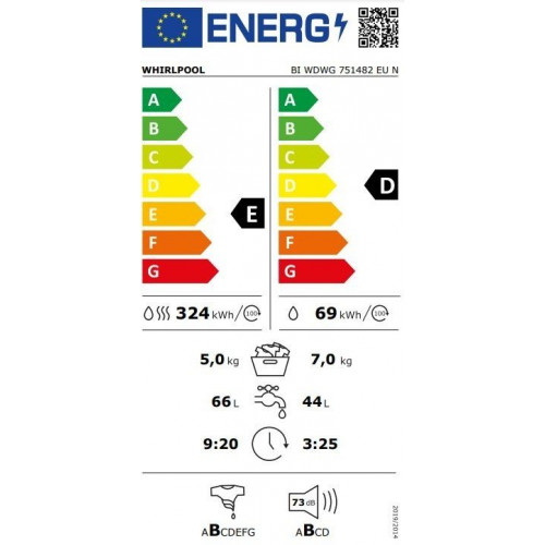 WHIRLPOOL BI WDWG 751482 EU N Integrable - Lavadora Secadora 7-5KG 1400RPM