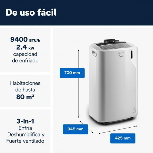 DELONGHI PAC EM82 Blanco - Aire Acondicionado Portátil 2064 Frig.
