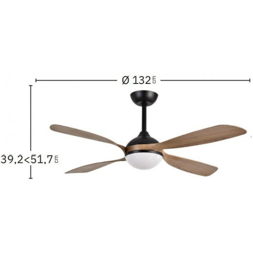 ABRILA LIVORNO Negro/Roble - Ventilador de Techo Aspas Normales 30 W F