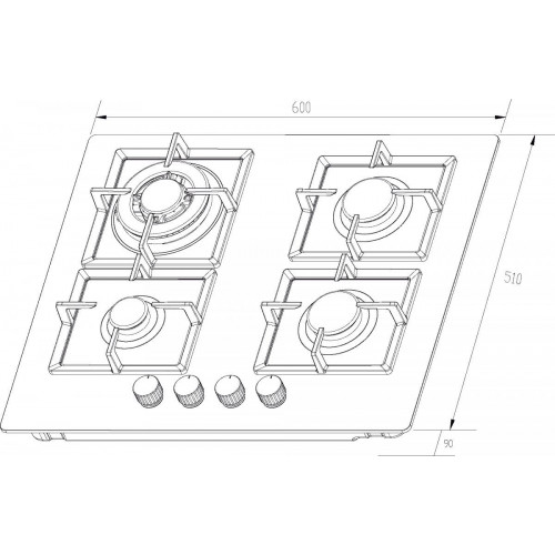 KROMSLINE KPG-4F-MHFI Negro - Placa de Gas 60CM