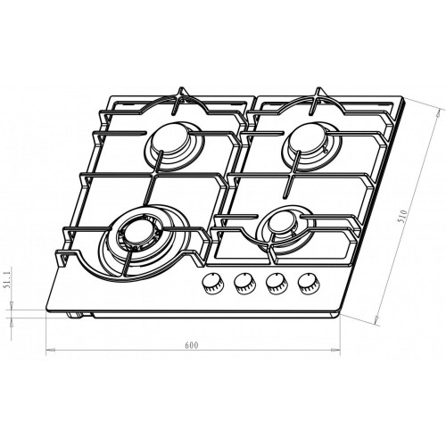 KROMSLINE KPG-4F-MCVU Negro - Placa de Gas 60CM