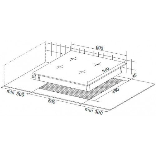 KROMSLINE KPG-3F-HFU Negro - Placa de Gas 60CM