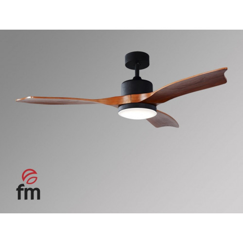 FM VT-4000 L Negro-Madera - Ventilador de Techo 3 Aspas con Luz