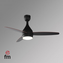 FM VT-5000 L Negro-Madera - Ventilador de Techo 3 Aspas con Luz