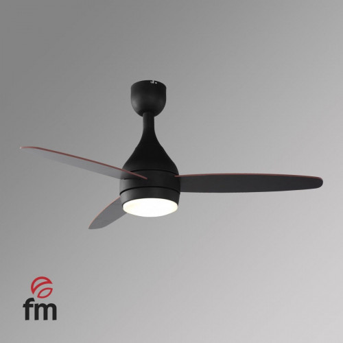 FM VT-5000 L Negro-Madera - Ventilador de Techo 3 Aspas con Luz