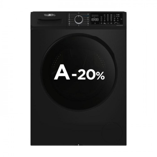 Lavadora 10kg, 1400rpm, clase A-20, Vapor, Negra VALBERG WF 1014