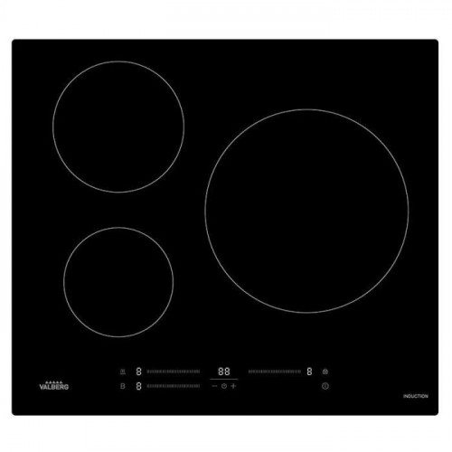 Placa inducción 3 zonas, 8100w, control táctil slider, VALBERG IH 3 TB DAS343C