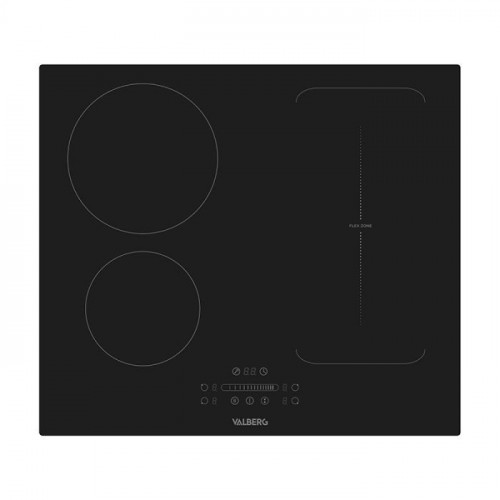 Placa Inducción 4 fuegos, 7400w, con doble zona extensible, VALBERG IH 4 TB1FZS 007C
