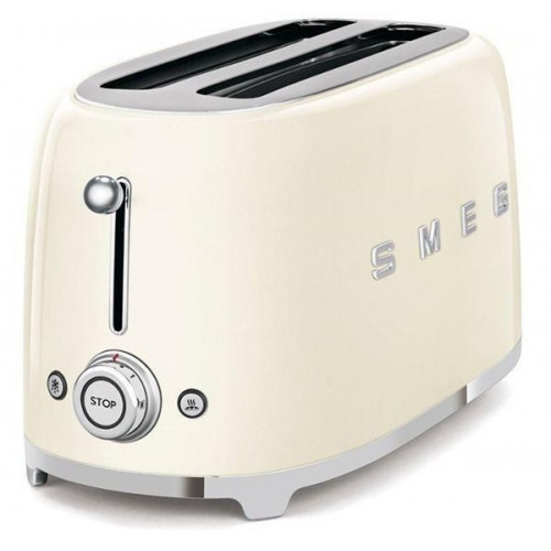 Smeg TSF02CREU - Tostador con 2 Ranuras Extralargas 50's Style 6 Niveles de Tostado Crema