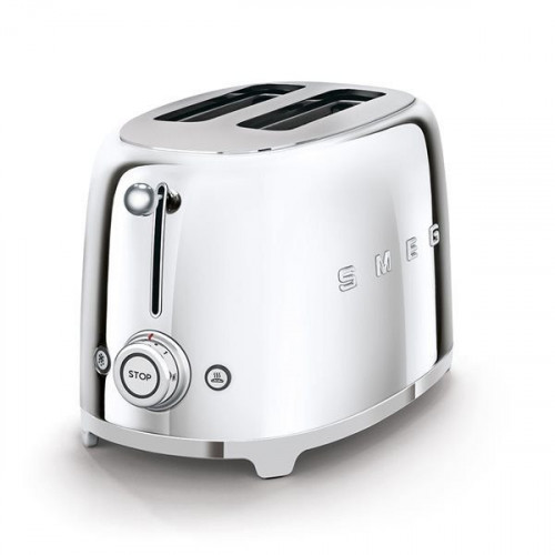 Smeg TSF01SSEU - Tostador con 2 Ranuras Anchas 50'Style 950W 6 Niveles de Tostado Acero Brillante