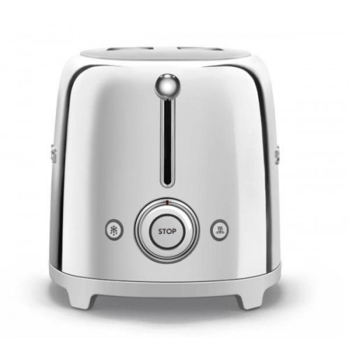 Smeg TSF01SSEU - Tostador con 2 Ranuras Anchas 50'Style 950W 6 Niveles de Tostado Acero Brillante