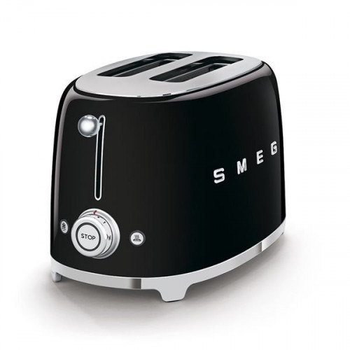 Smeg TSF01BLEU - Tostador con 2 Ranuras Anchas 50'Style 950W 6 Niveles de Tostado Negro