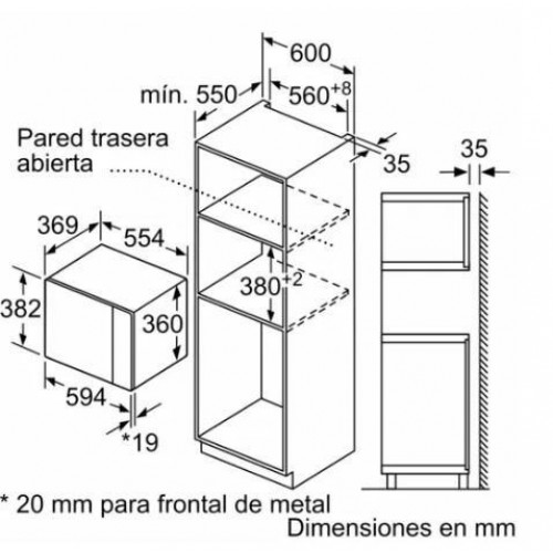 Balay 3CG5175N2 - Microondas Integrado 25 Litros Grill 1200 W Cristal Negro