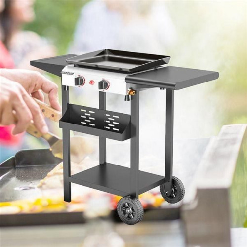 Vitrokitchen PG220IB - Plancha acero esmaltado para gas butano 2 fuegos