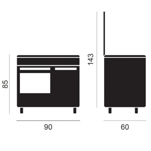 Vitrokitchen CB961PBB - Cocina blanca 90x60cm con porta bombonas