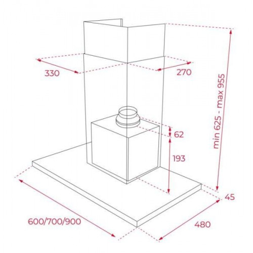 Teka DSH 686 - Campana Decorativa de Pared 60 Cm Inox Clase A
