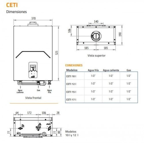 Cointra CETI 12 L BUT KIT SALIDA - Calentador Gas Butano 12 Litros Estanco Clase A