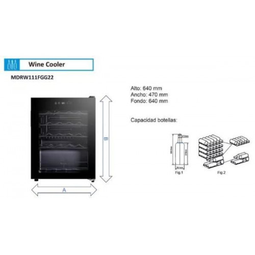 Midea MDRW111FGG22 - Vinoteca 24 Botellas 66L 64 x 47 x 64 cm