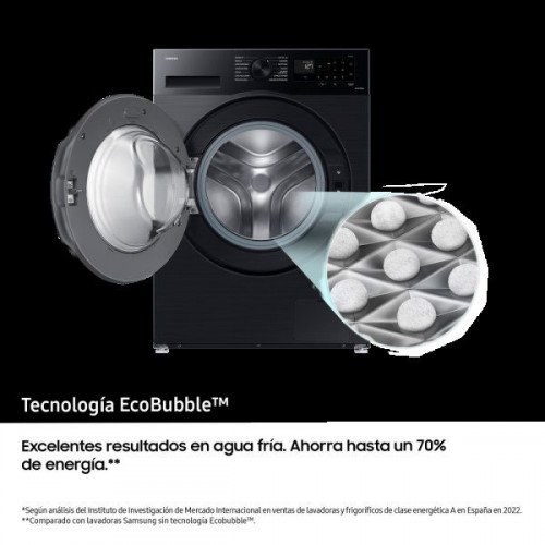 Samsung WW90CGC04DAB/EC - Lavadora negra de 9kg EcoBubble Vapor Clase A -10%