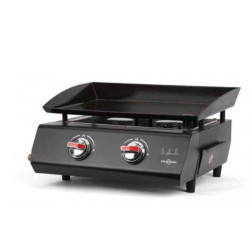 Vitrokitchen PG230NB - Plancha a gas butano con 2 quemadores