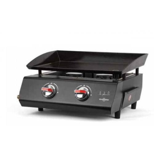 Vitrokitchen PG230NB - Plancha a gas butano con 2 quemadores