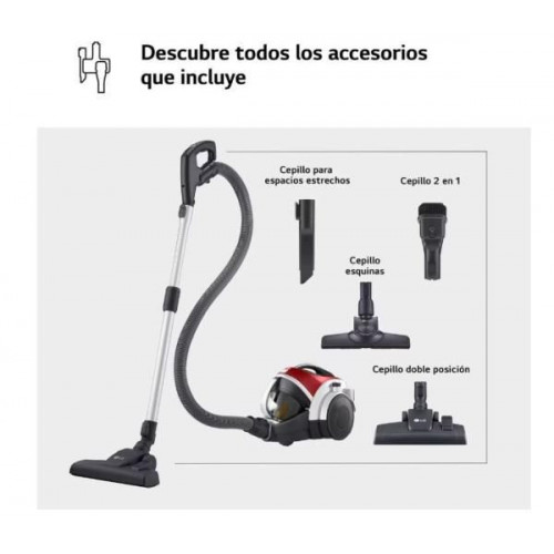 LG VK8506NHAG - Aspirador de Trineo Sin Bolsa 650 W Kompressor Gris Mate/Rojo