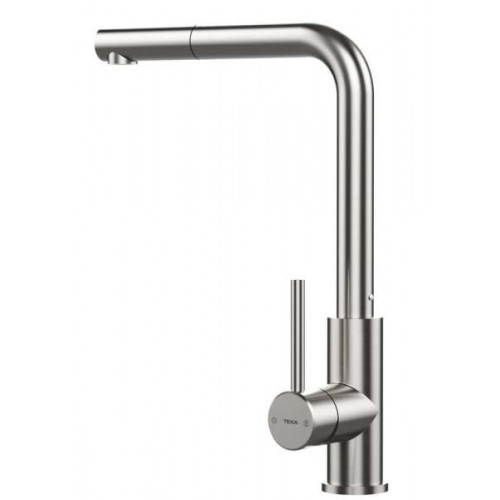 Teka UNI 9331 - Grifo Monomando con Caño Alto Extraíble y Giratorio 360º Acero Inoxidable Cepillado