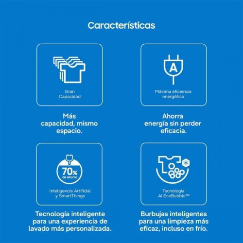 Samsung WD11DG5B15BEEC - Lavasecadora 11 Kg / 6 Kg 1400 Rpm EcoBubble Clase D