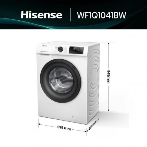 Hisense WF1Q1041BW - Lavadora de Carga Frontal 10 Kg 1400 Rpm Función Vapor Clase A -10% Blanca
