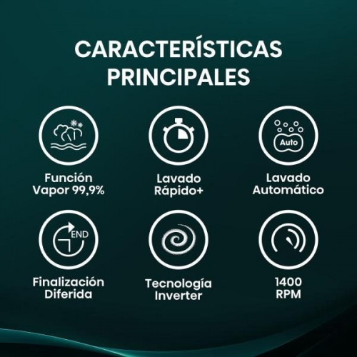 Hisense WF1Q1041BW - Lavadora de Carga Frontal 10 Kg 1400 Rpm Función Vapor Clase A -10% Blanca