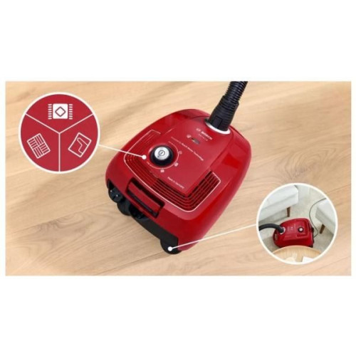 Bosch BGB38RD2 - Aspirador de Trineo con Bolsa Serie 4 600 W Rojo