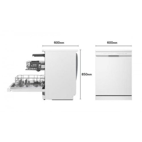 LG DF273FW - Lavavajillas de 60 Cm con Tecnología QuadWash 14 Cubiertos y Tercera Bandeja Clase A