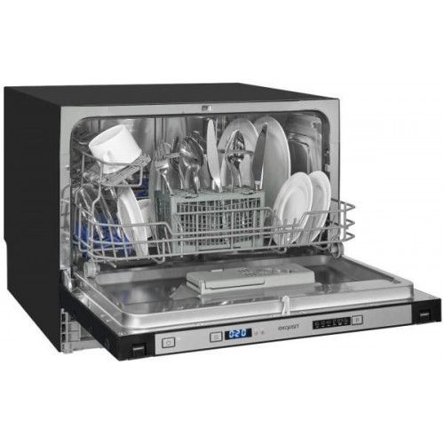 Exquisit EGS91060-E-030D - Lavavajillas Integrable 55 Cm 6 Servicios con Cesto de Cubiertos Clase D