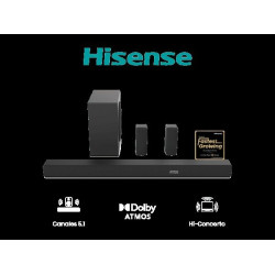 Hisense AX5100Q - Barra de sonido 5.1 580W Dolby Atmos y Altavoces traseros inalámbricos