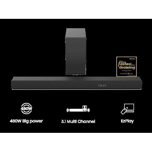 Hisense HS3100 - Barra de sonido 3.1 480W DTS Virtual:X y Subwoofer de 6.5