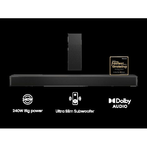 Hisense HS2100 - Barra de sonido 2.1 240W DTS Virtual:X y Subwoofer externo