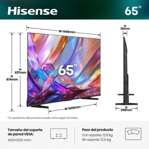 Hisense 65Q7S - Televisor HI-QLED de 65 pulgadas UHD 4K Smart TV con IA