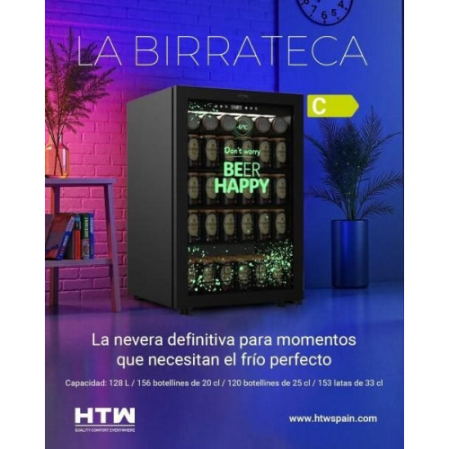 HTW-V-120BC - Birrateca y vinoteca negra para 153 latas o 65 botellas