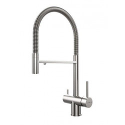 Teka 116080001 - Grifo Profesional UNI 3913 Caño Alto Giratorio 360º Bimando Muelle Flexible Inox