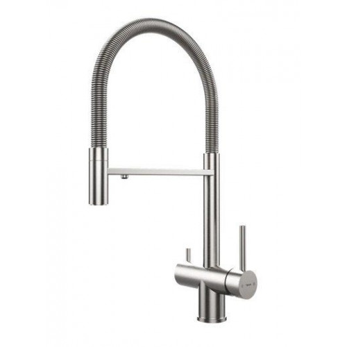 Teka 116080001 - Grifo Profesional UNI 3913 Caño Alto Giratorio 360º Bimando Muelle Flexible Inox