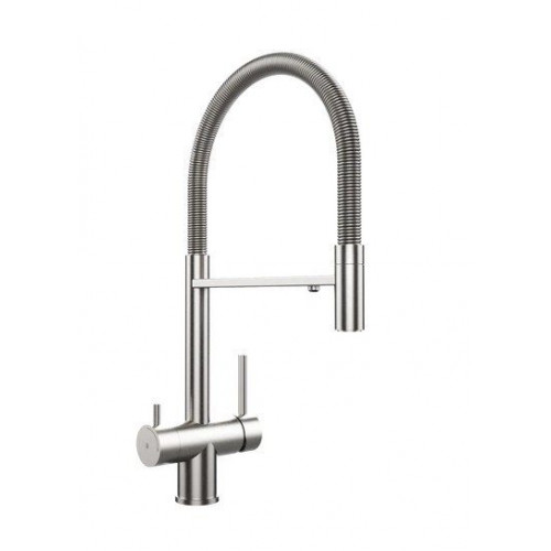 Teka 116080001 - Grifo Profesional UNI 3913 Caño Alto Giratorio 360º Bimando Muelle Flexible Inox