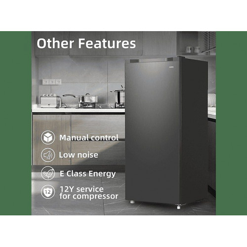Congelador vertical - CHIQ FSD160D4E, 145 l, 125,9 cm, Color Metalico Cepillado Oscuro