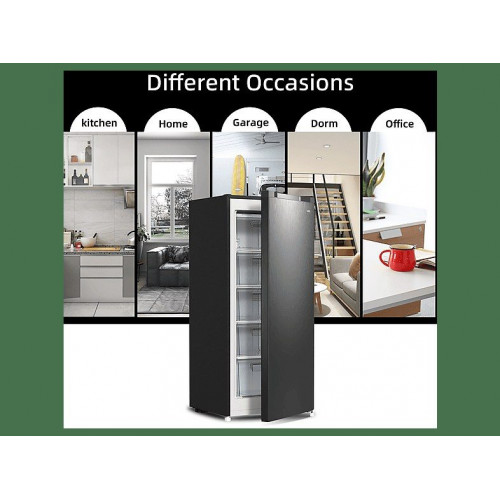 Congelador vertical - CHIQ FSD160D4E, 145 l, 125,9 cm, Color Metalico Cepillado Oscuro