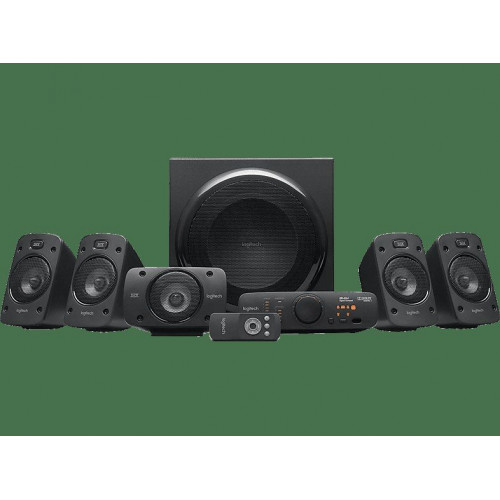 Sistema de altavoces - Logitech Speakers Z906, Potencia total 5x 67 W + 165 W, Alámbrica, Certificación THX, 6 conexiones, Mando a distancia, Negro